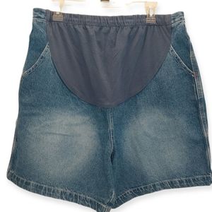 Motherhood Maternity Denim Shorts Size 14 Blue Distressed Wash